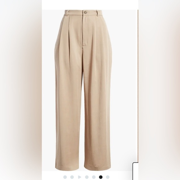 Reformation Mason wide leg cropped pants in a khaki brown size 2 petite - Picture 6 of 13